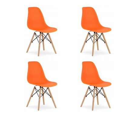 Skandináv stílusú szék, Mercaton, Osaka, PP, fa, narancs és natúr, 46x54x81 cm