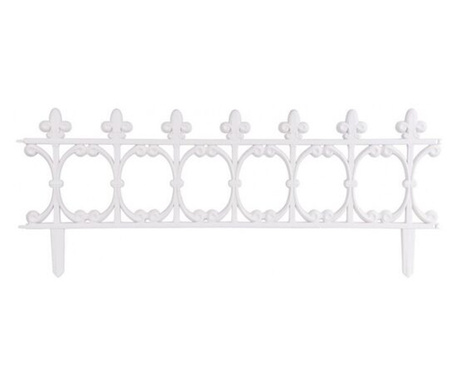 Декоративна градинска ограда, Strend Pro, пластмаса, бяла, комплект от 4 броя, 87x34 cm