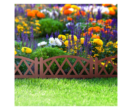 Декоративна градинска ограда Mercaton® от гъвкава пластмаса, 59,5 x 24 см, Кафява