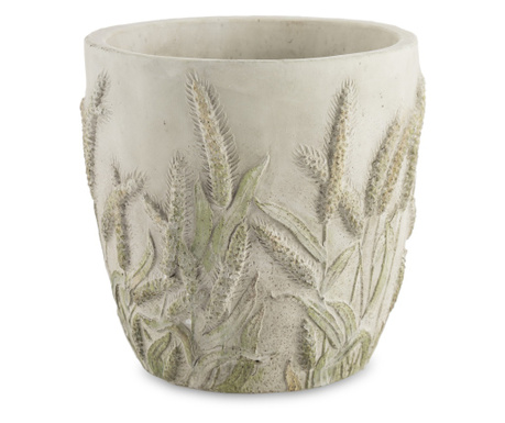 Ghiveci ceramica, crem, model iarba, 13,5x14x14 cm