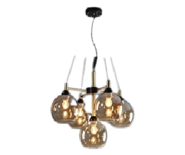 Lustra Tip Pendul RFAN, Model 4812-5, cu 5 Abajururi, Negru/Auriu