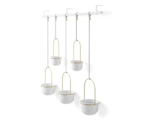 Set 5 ghivece suspendabile Triflora alb, Umbra, 374866