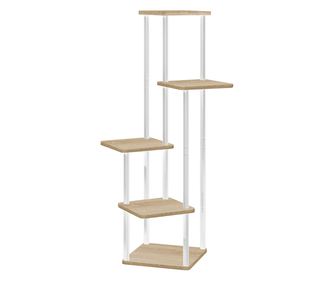 Suport flori metal alb lemn stejar sonoma Adite 30x30x106.5 cm