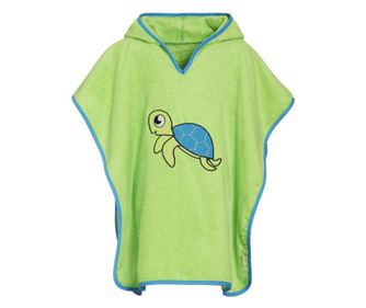 Prosop de baie, stil poncho, cu gluga atasata, din bumbac absorbant, pentru baieti, model cu broasca testoasa, verde,  dimensiun