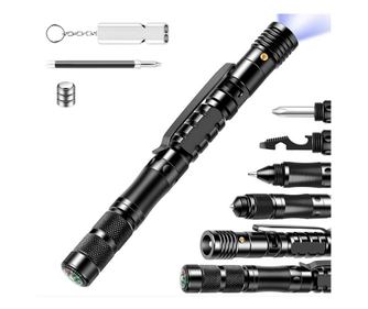 IdeallStore® taktička olovka, Commando Specialist, multifunkcionalna, aluminij, 13,5 cm, crna