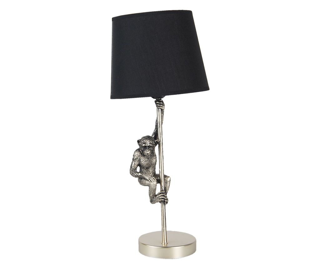 Gyanta asztali lámpa fekete szövet árnyékolóval - Majom 20x49 cm