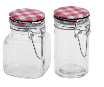 2 db-os fűszertároló készlet Excellent Houseware, fém üveg, 5x8 cm, 90 ml, piros