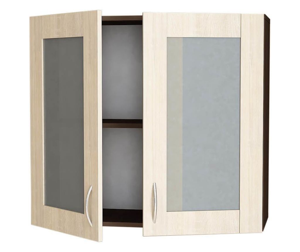 Corp superior de bucatarie Sani Modest cu Vitrina B-80x72 cm Wenge si Stejar sonoma