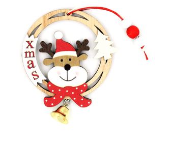 Decorațiune din lemn - Snow circle XMAS - Ren cu clopoțel