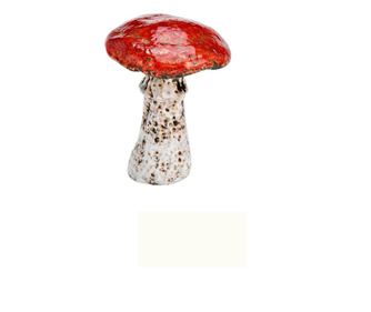 Decoratiune ciuperca ceramica, rosu, 8x9x8 cm