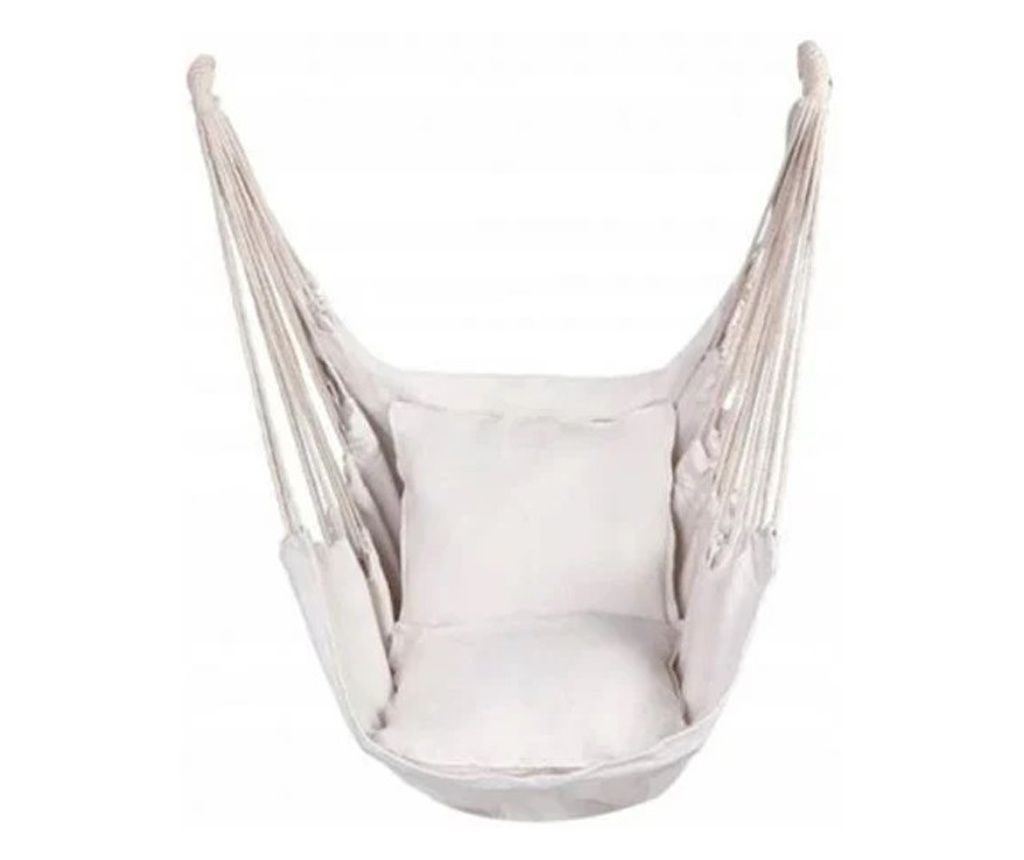 Πολυτελής Κρεμαστή Καρέκλα Αιώρα LLG, Έως 120 kg, 2 Μαξιλάρια, 110x130x100 cm, Λευκή