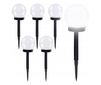 Комплект соларни лампи Modern Solar 6 бр, LED, Водоустойчиви IP 44, 6 часа, Пластмаса, Черен/Бял