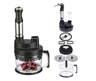 Robot de bucatarie 14in1 Camry CR 4623, 1600W, 2 l, Blender, Tocator, Accesorii, Turbo, Inox / Negru