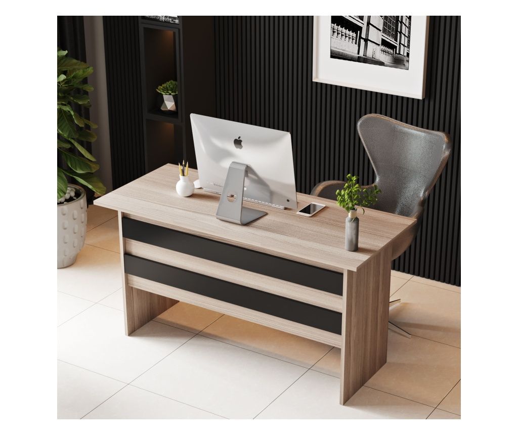 Desk, Oak Black, Vario A - Oak, Black