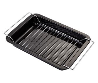 Tava cuptor cu suport Judge-Essentials Enamel, otel carbon/email, 39x25x5 cm, negru/argintiu