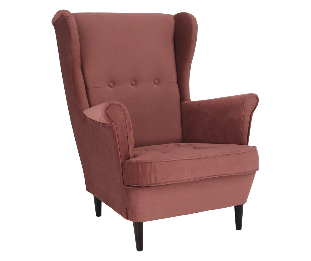 Rufino rózsaszín és diófa fotel 82x92x104 cm