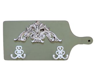 Cuier cu 4 agatatori, in forma de tocator, verde, lungime 44 cm