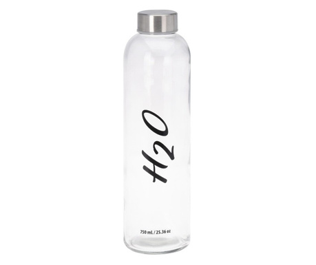 Бутилка за вода H2O, капак от неръждаема стомана, 750 ml