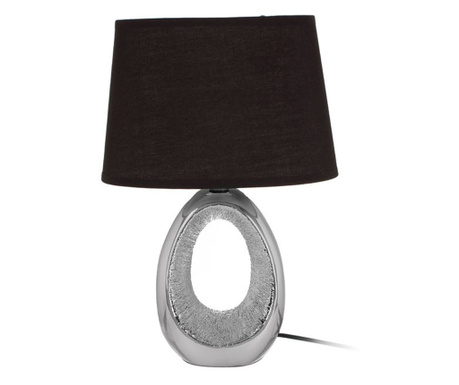 Настолна лампа, Релефен дизайн, Керамика, PVC, 23х12х33см, Сребрист/Черен