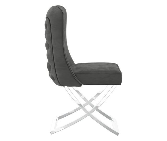 Stolica za blagovaonicu, siva, 53x52x98 cm, baršun i nehrđajući čelik