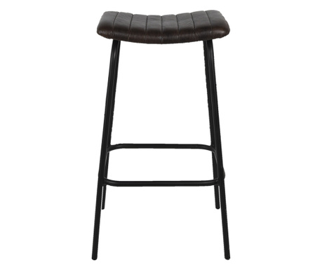 Barska stolica smeđa koža crno željezo 45x37x76 cm