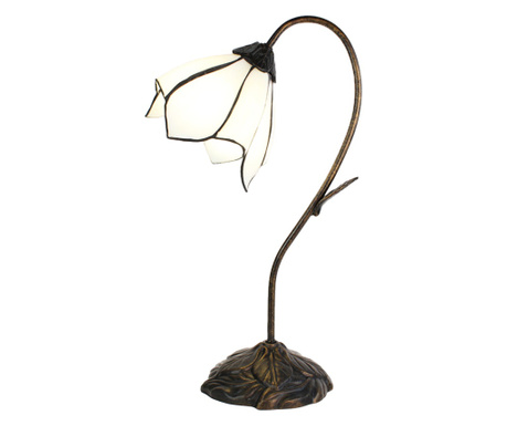 Lampa Tiffany bijelo staklo smeđa poliresin 30x17x48 cm