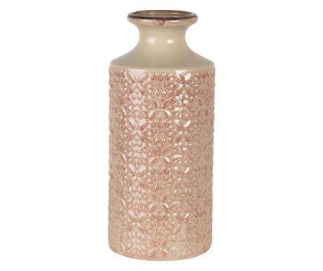 Rožnata bež keramična vaza za rože 13x30 cm