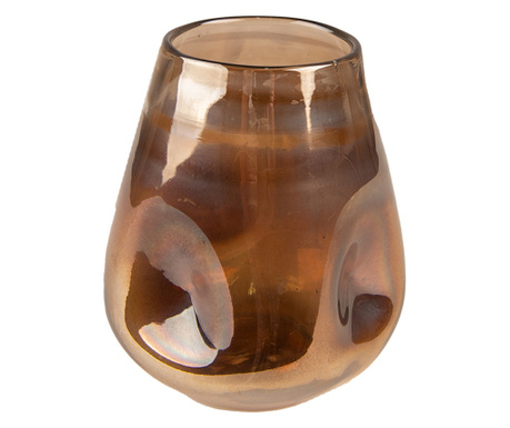 Rjava steklena vaza za rože 10x12 cm