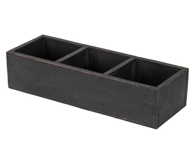 Starinska črna lesena škatla za shranjevanje 33x12x7 cm