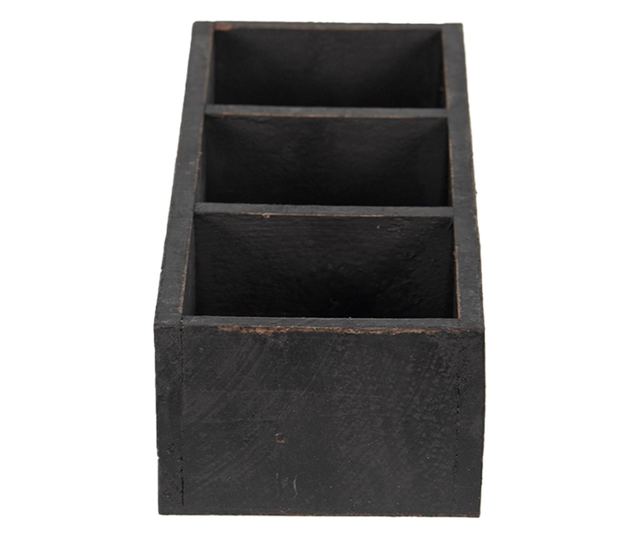 Starinska črna lesena škatla za shranjevanje 33x12x7 cm