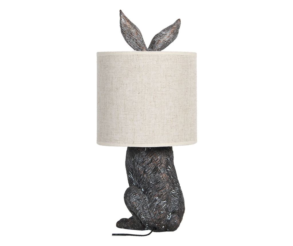 Polyresin stolna lampa smeđa bež abažur zec 20x45 cm - 2