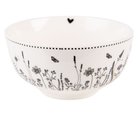 Set 6 porcelanastih skled, bež/črna, 14x7 cm, 500 ml