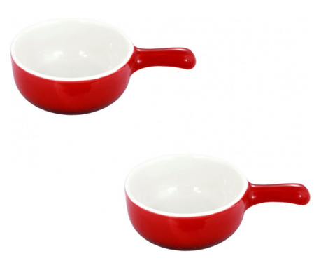 Két darab Excellent Houseware csészealj készlet, porcelán, 7x3,5 cm, 90 ml, piros