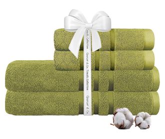 4 db Quasar & Co. törölközőkészlet, 100% pamut, 450 g/m², 2 x 50 x 90/2 x 70 x 140 cm, lime zöld