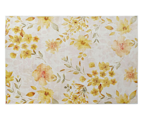 Килим DKD Home Decor Жълт Бял полиестер Памук Lilled (120 x 180 x 0.5 cm)
