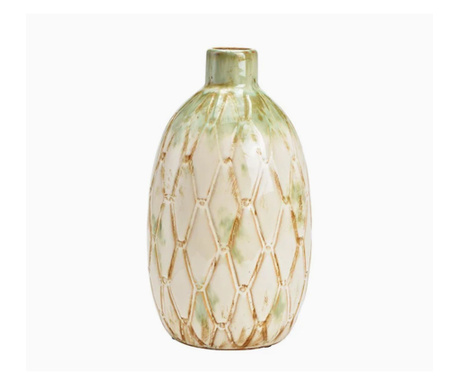 Vaza ceramica, crem/verde, 17x30x17 cm