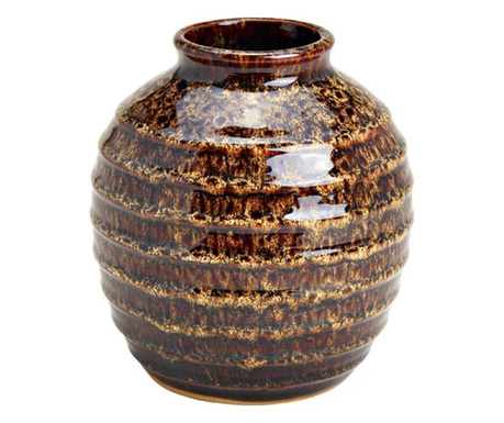 Vaza ceramica, maro, 14x16x14 cm