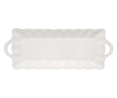 Elite White fehér porcelán ovális sültes kínáló tál domború mintával