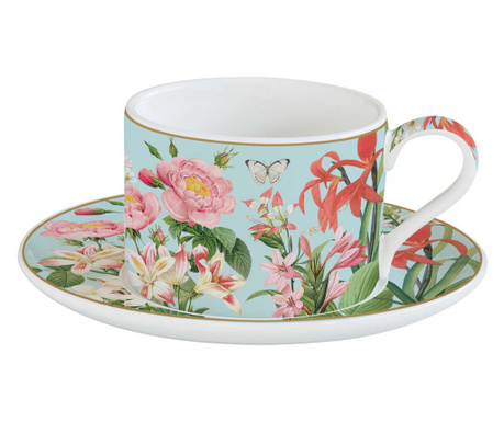 Virág mintás porcelán teás csésze aljjal Botanic Garden