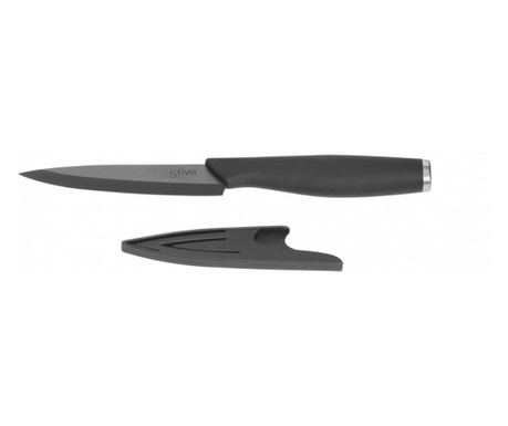 Нож служебен, керамичен, черен, острие 7,5 см, защита