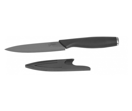 Нож служебен, керамичен, черен, острие 12,5 см, защита