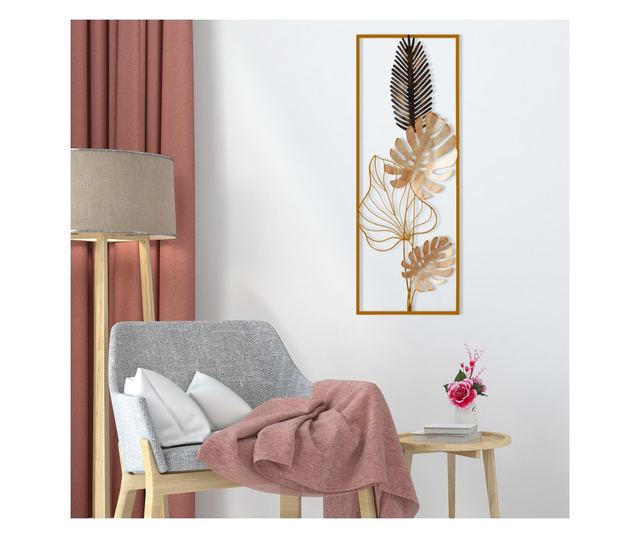Decoratiune de perete Metal Nazo, Multicolor, 90x5x32 cm