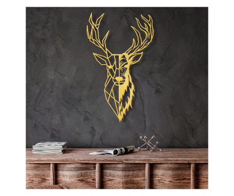 Decoratiune de perete Metal Red Deer 3, Aur, 70x1x42 cm