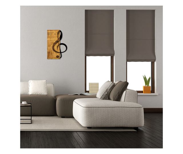Decoratiune de perete lemn Skyler, Nuc, 58x3x39 cm