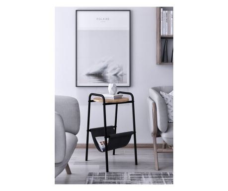 Tabel lateral Gazy Side Table, Negru, 34x60x40 cm
