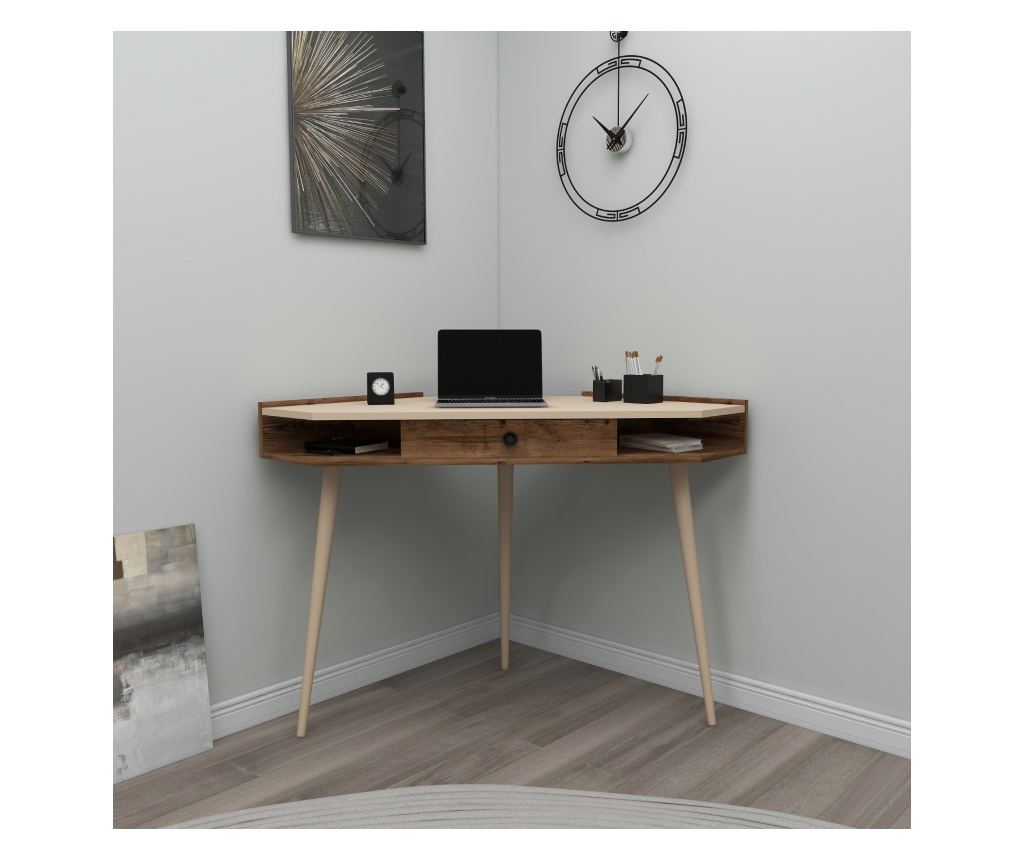 Birou Supra colt cu Sertar, 131 x 85 x 55 cm - Vivre