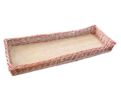 Правоъгълна кошница за сладкиши, ръчна изработка, естествен плетен рахит, основа PFL, 44x12x6 cm