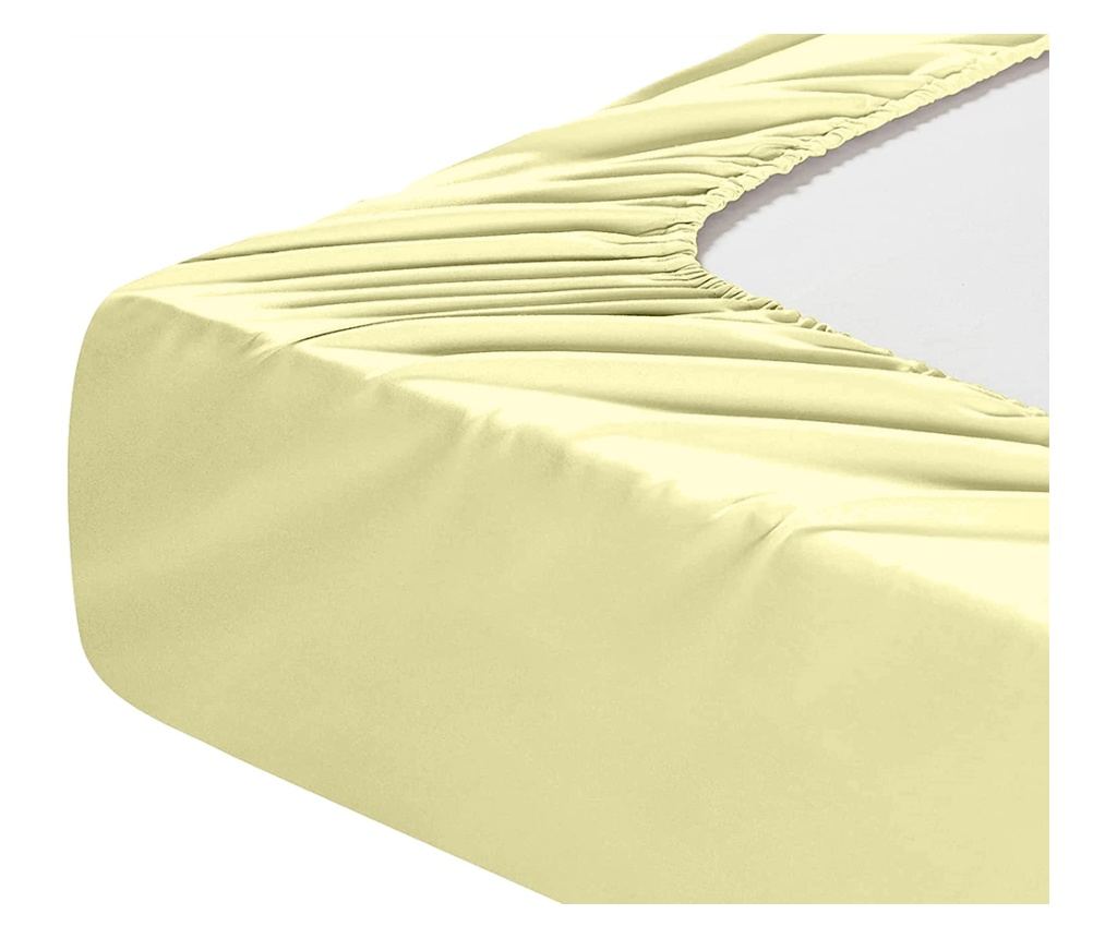 Чаршаф с ластик от 100% ранфорс памук, 120 gsm, кремав цвят Sofi 90x200x20 см - 2