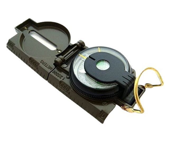 IdeallStore® fém iránytű, World Seeker, 17 cm, nagyító mellékelve, zöld