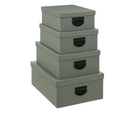 Set 4 cutii depozitare Sorter Green, 28 x 22 x H 11 cm, 30.5 x 24 x H 12.5 cm, 35 x  26 x H.14 cm, 39.5x 30 x H 16 cm